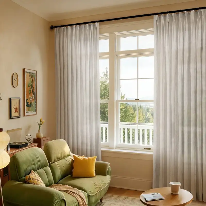 Mottled Patina Roman Shades - M5118-05 installed view