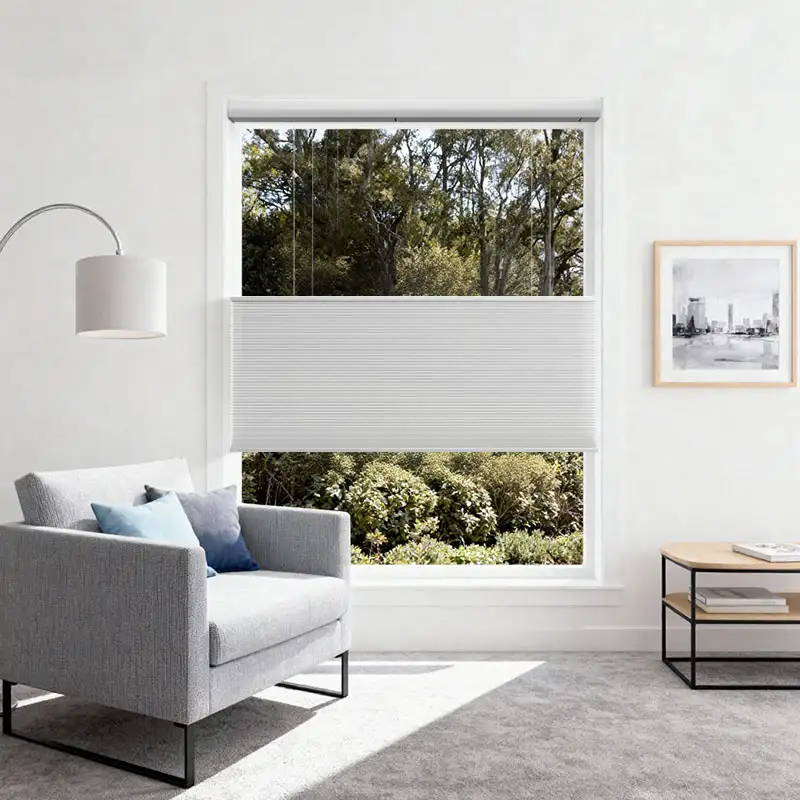 1 inch Light Filtering Lift-Up Honeycomb Shade - Light Gray installed view