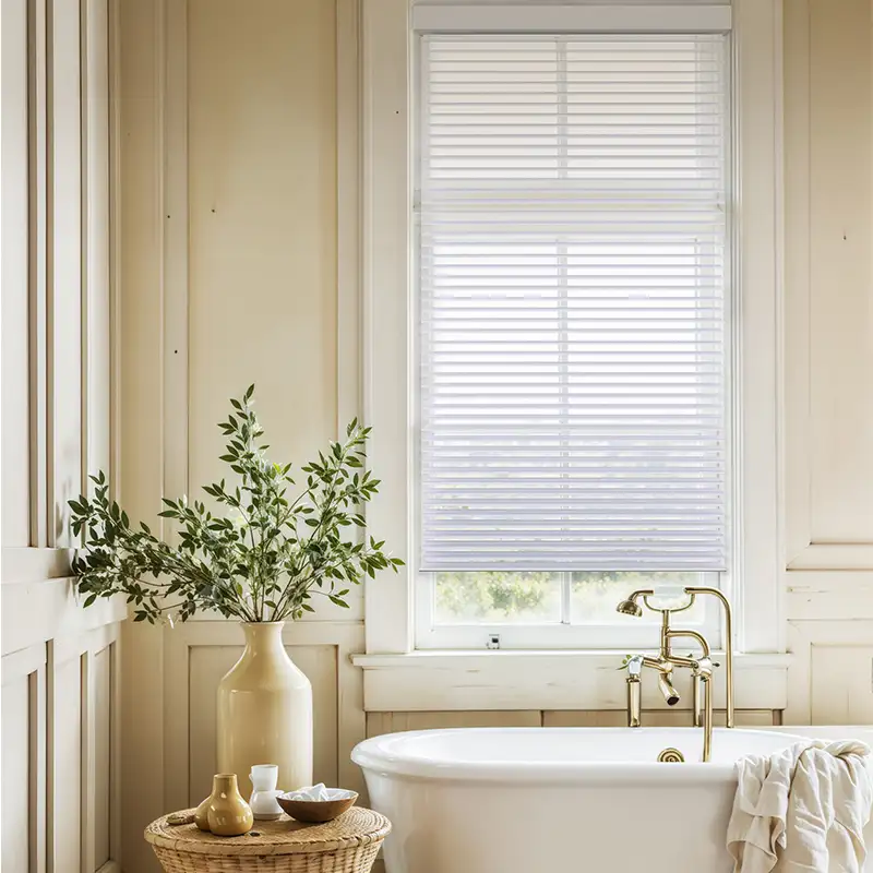 Creamy Style High Blackout Shangri-La Shade - Cream White installed view