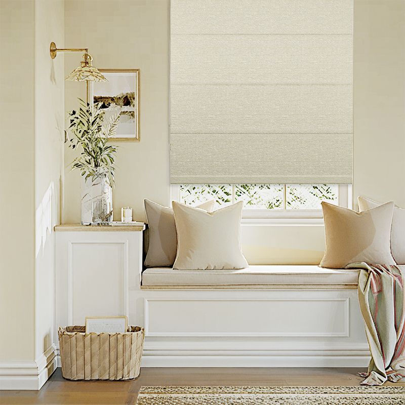 Custom Made Natural Linen Pleated Roman Blinds Shades Light Filtering Window