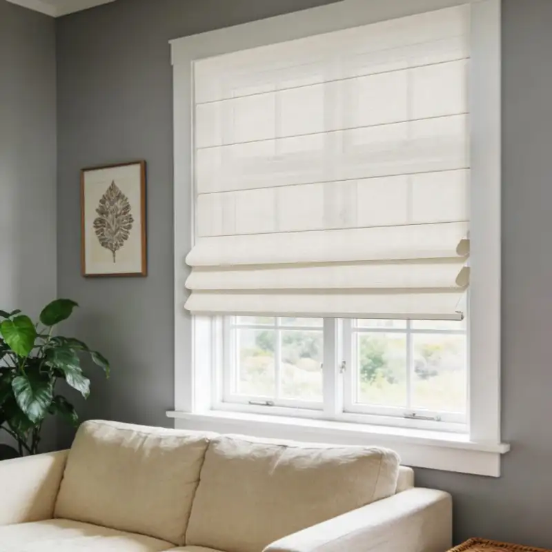 Haze Roman Shades - Natural Cream installed view