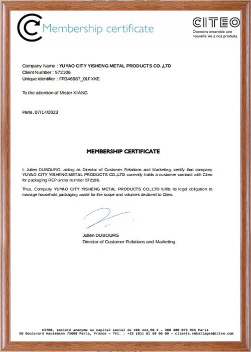 CITEO Membership Certificate