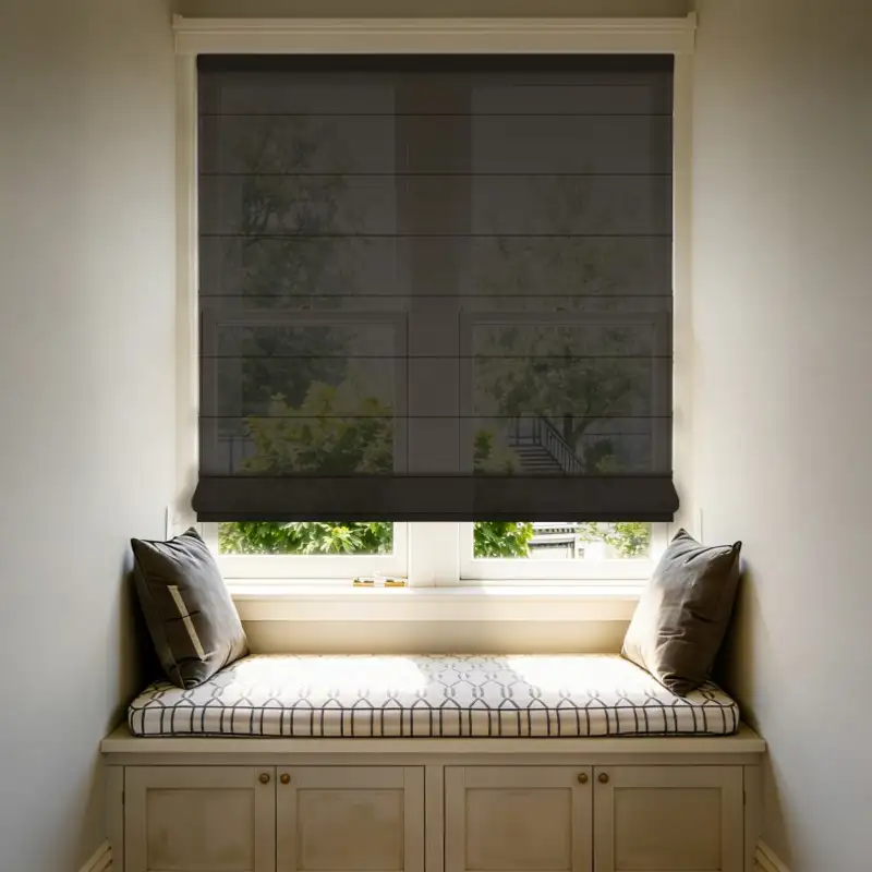 Whisper Roman Shades - Pure White installed view