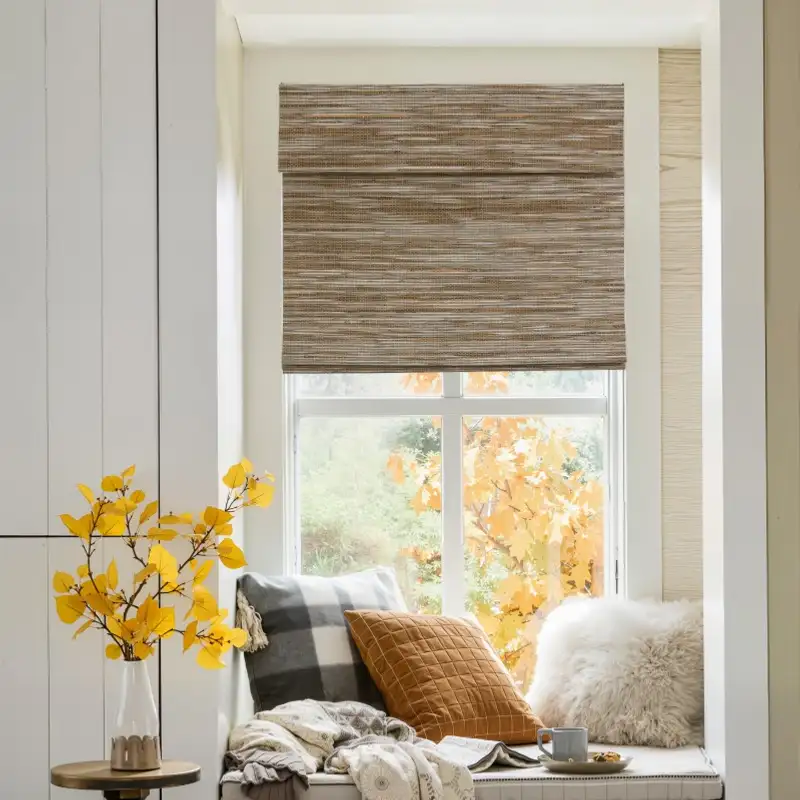 Light-Filtering Zen Woven Shades - Natural Mixed Grey installed view