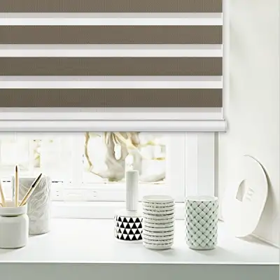 Waterproof Motorized Vertical Pattern Blackout Zebra Shades