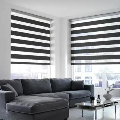 Electric Built-in Vertical Polyester Light-blocking Zebra Roller Blinds