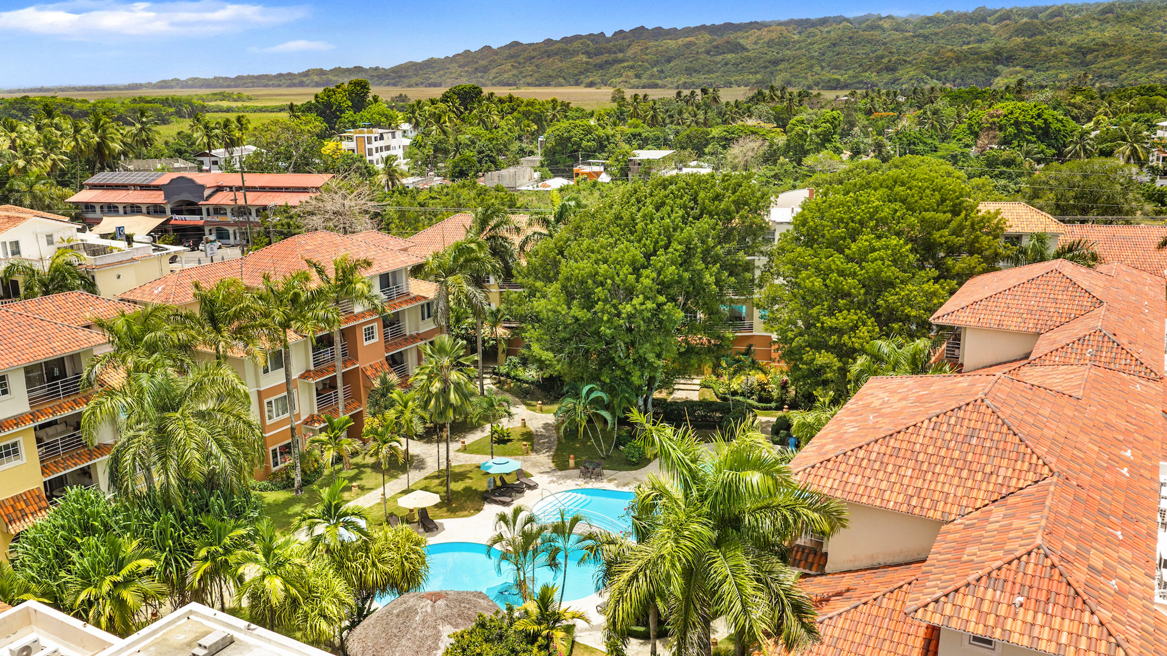 Spacious living room in 2-bedroom Ocean One condo in Cabarete