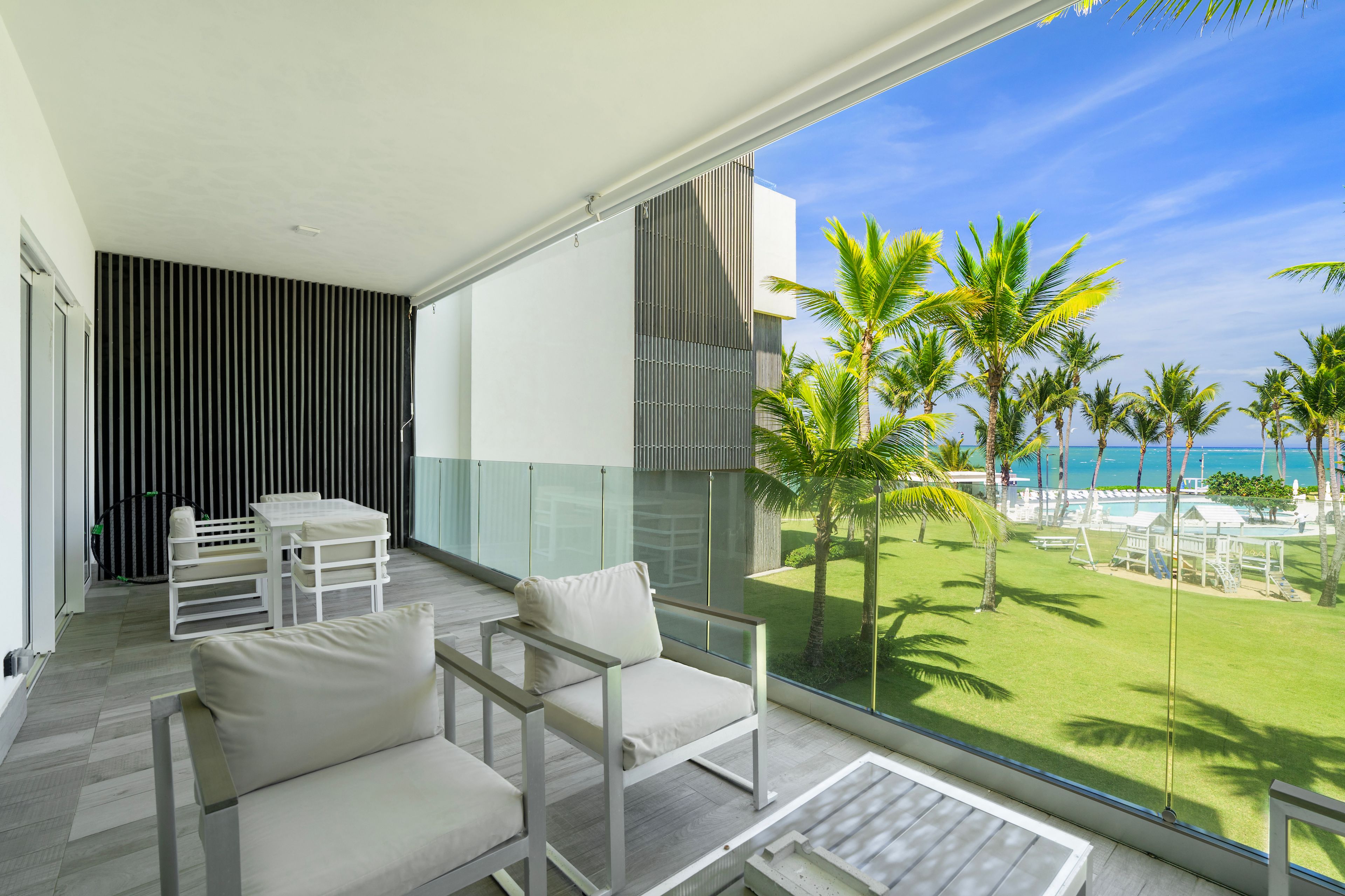 Large oceanfront terrace at Seawinds condo