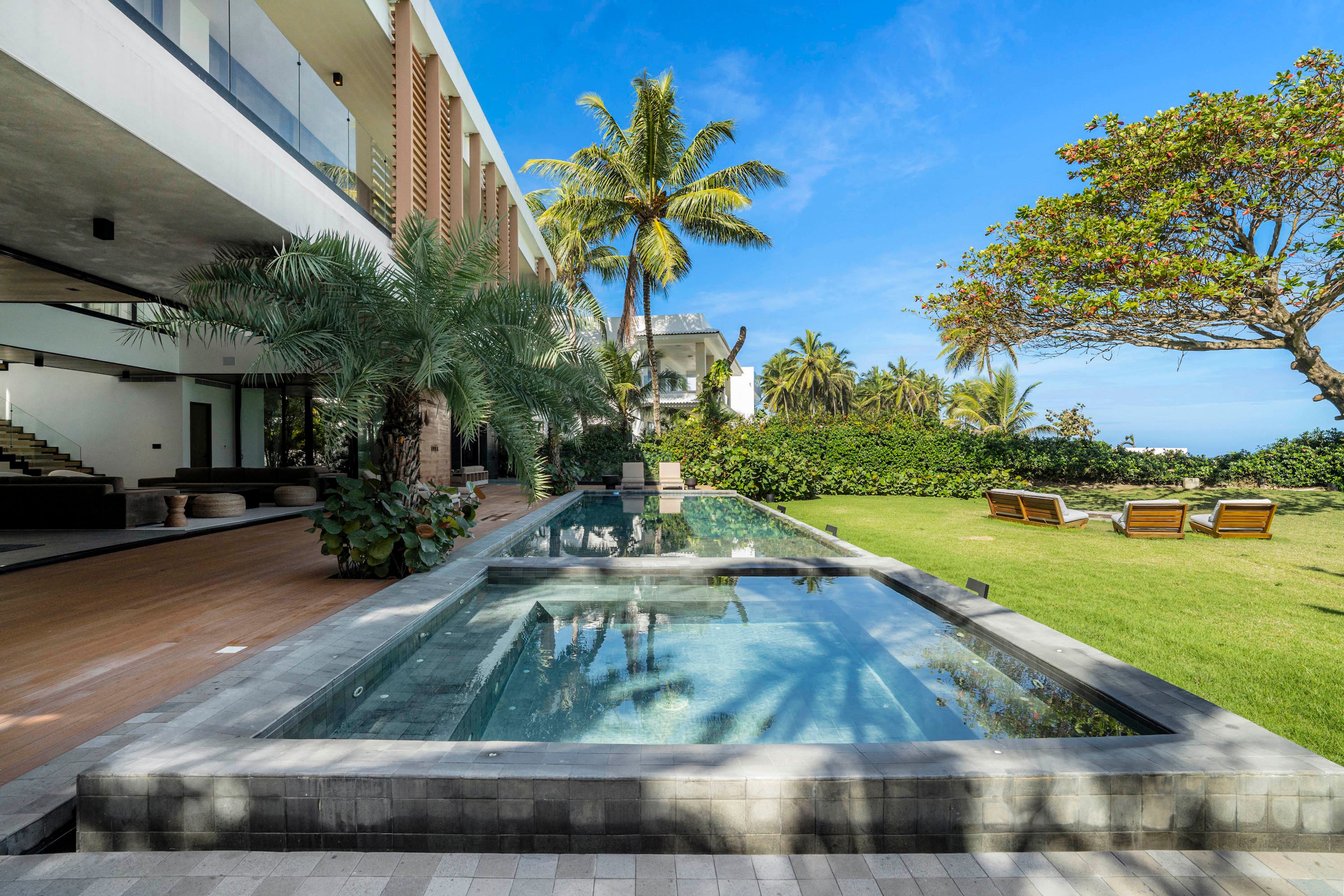 Pool terrace overlooking the Atlantic Ocean at Villa Roge