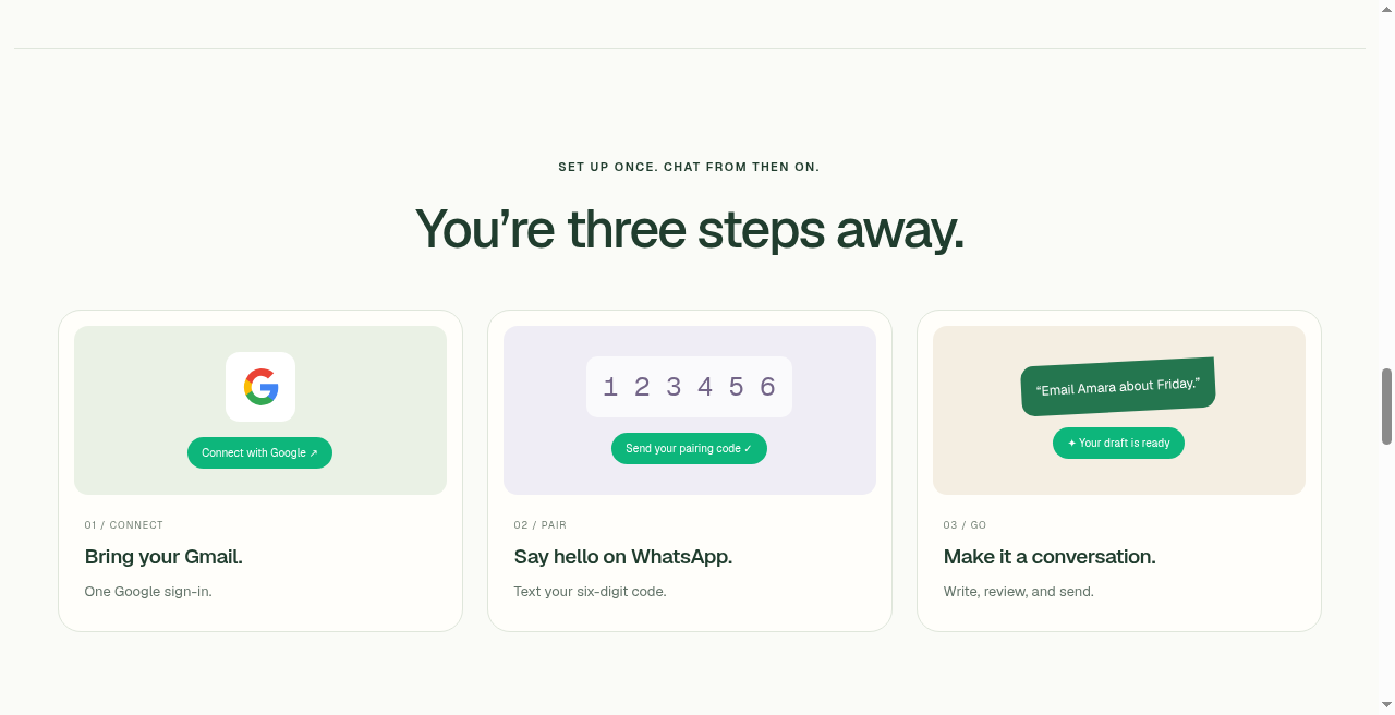 Setup: connect, pair, go