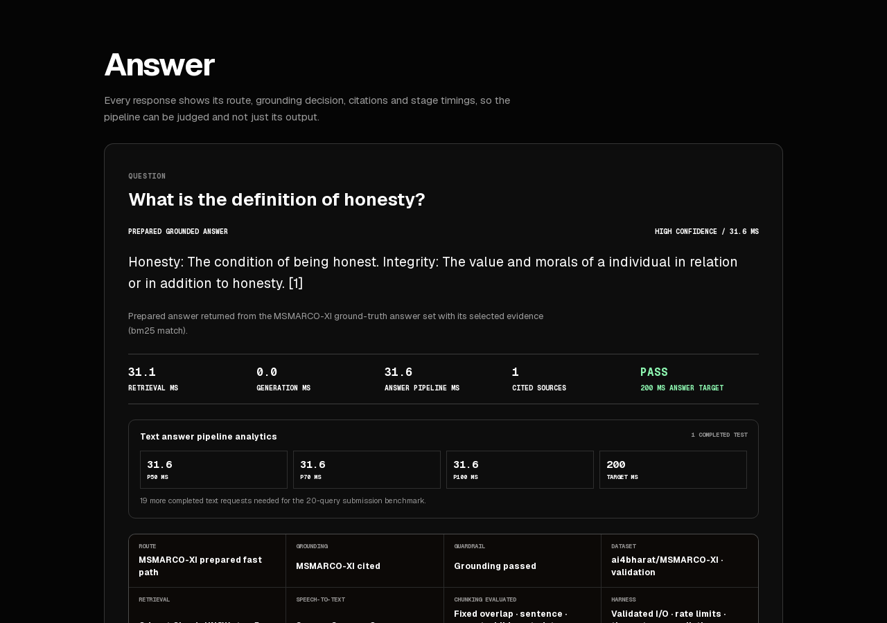 Krio answer with citations, grounding, and latency