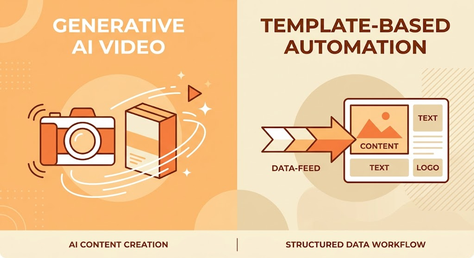 Generative vs Template Split Graphic