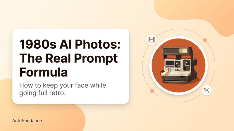 Blog cover graphic for a guide on creating 1980s-style AI photos