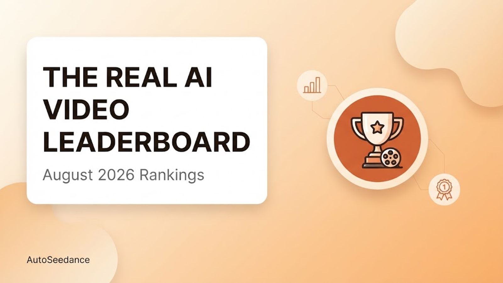 Graphic showing the real AI video generator leaderboard rankings for August 2026
