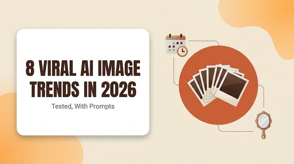 Overview graphic of eight viral AI image trends going viral in 2026