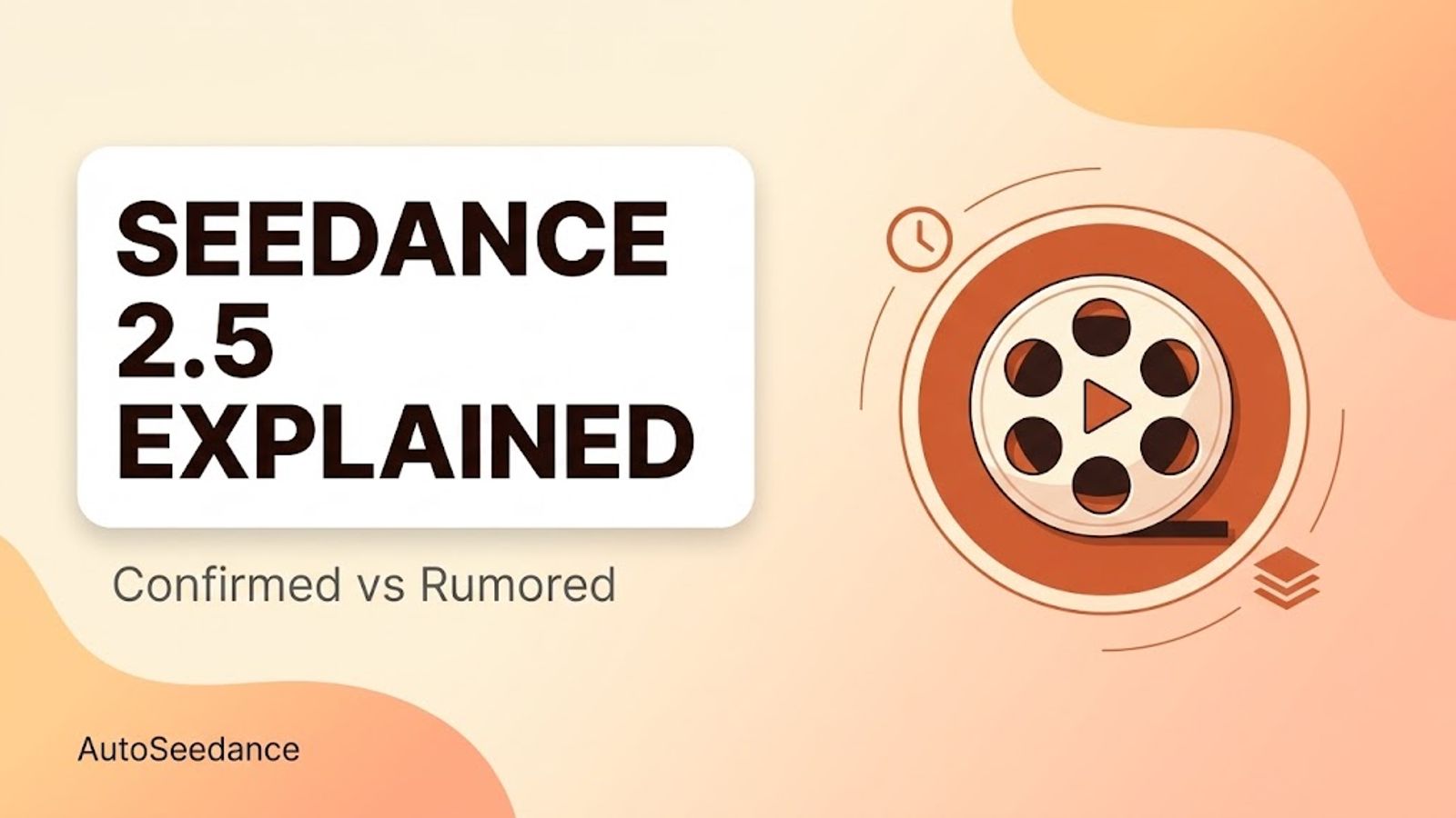 Graphic explaining ByteDance's Seedance 2.5 AI video model, confirmed vs rumored features