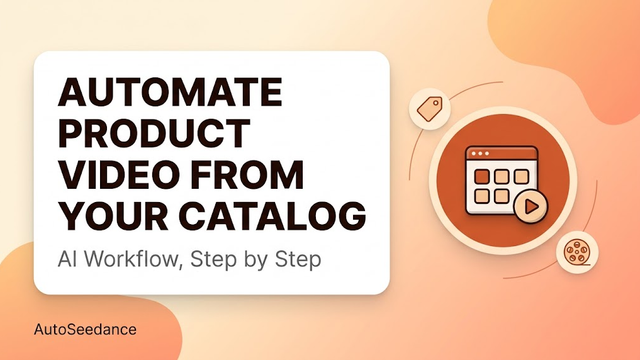 Workflow graphic for automating product video from an ecommerce catalog using AI