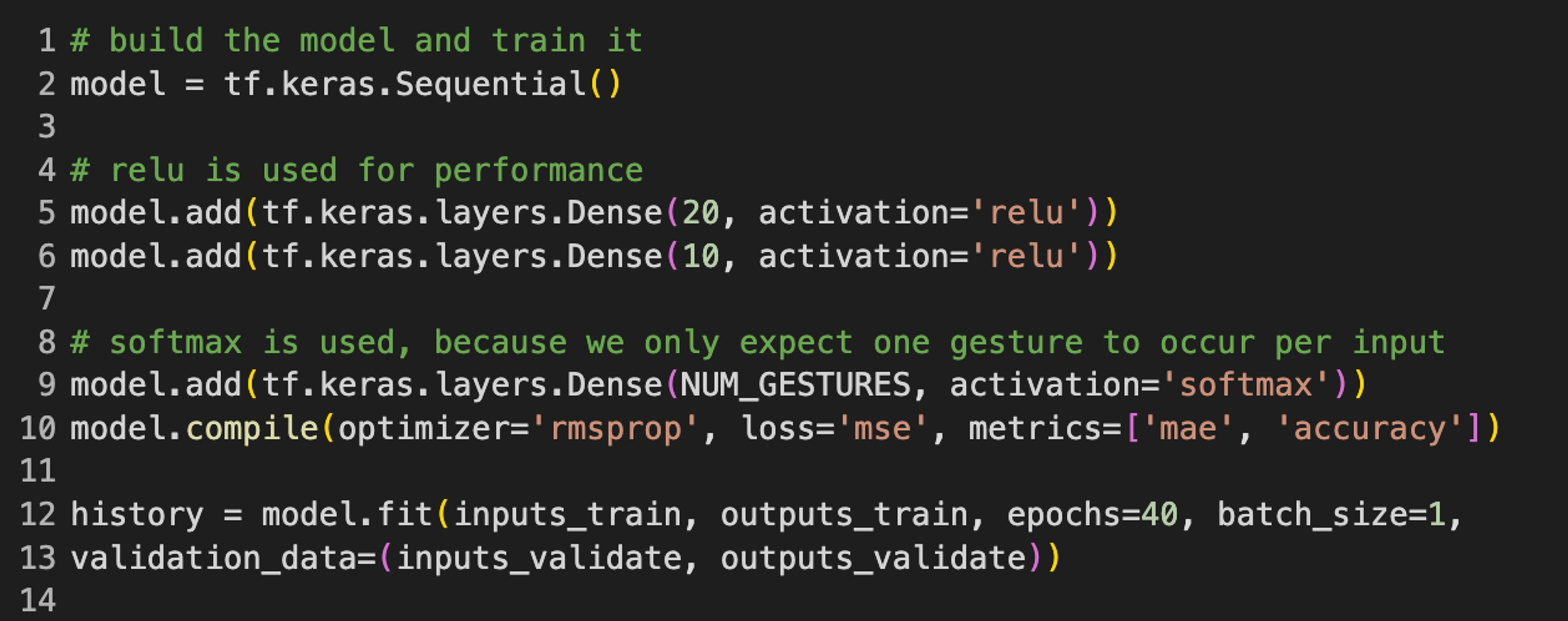Hyperparameters used