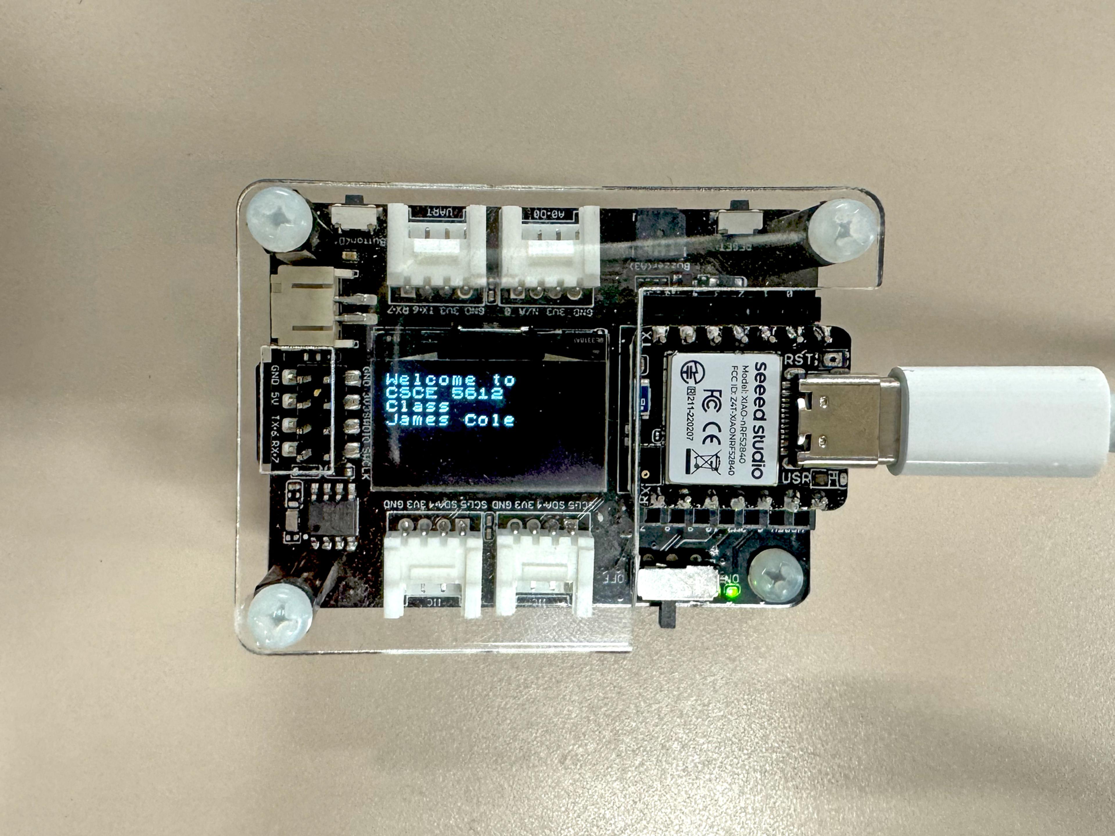 Text printed on the OLED display
