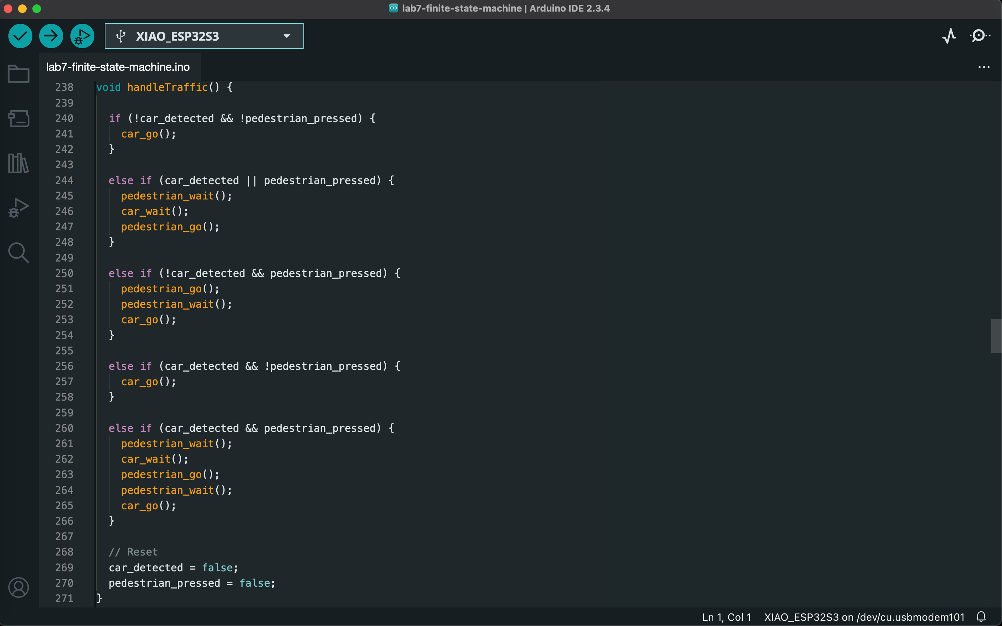 Logic used in the handleTraffic() function