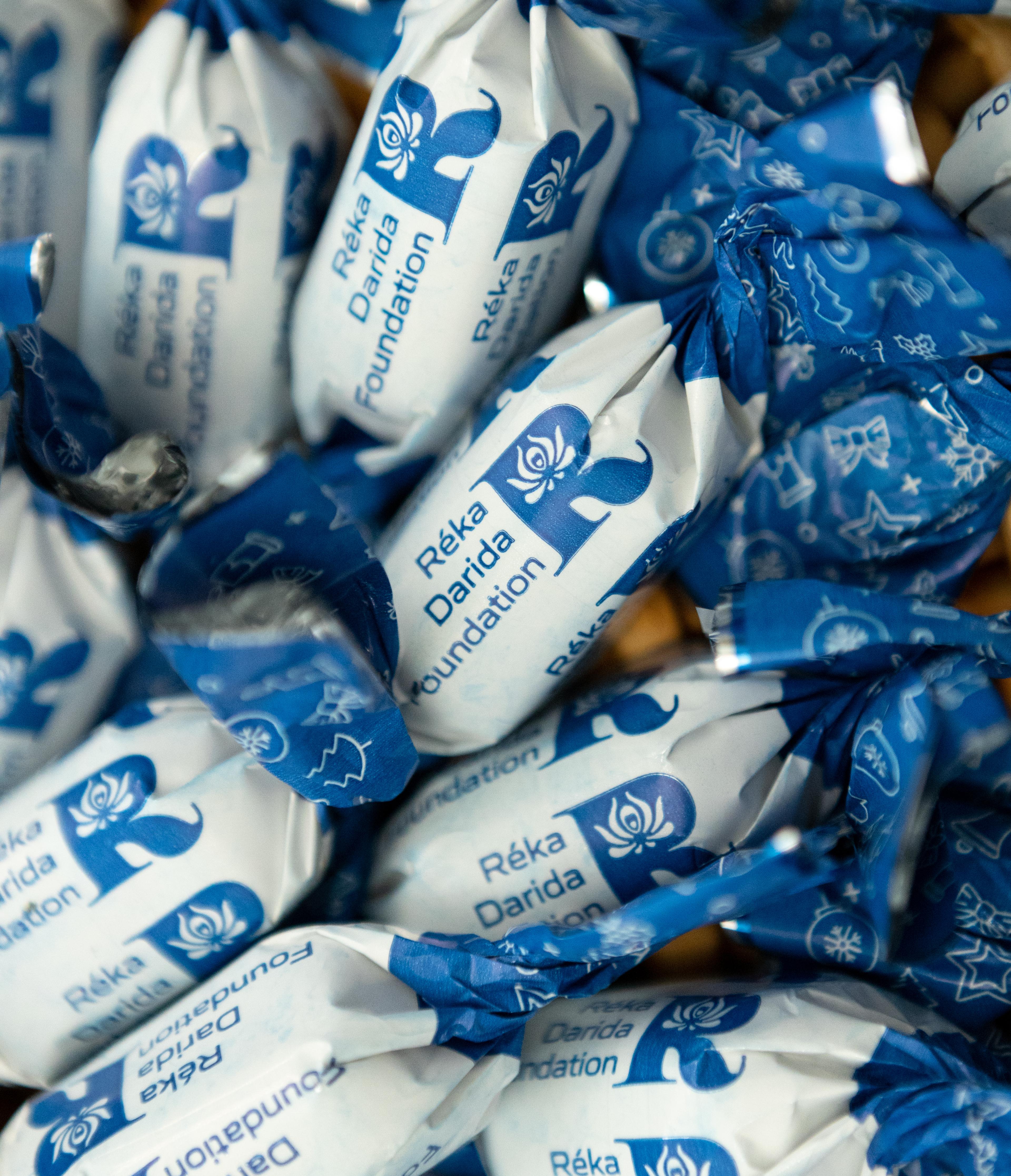 reka darida foundation logo on chocolates