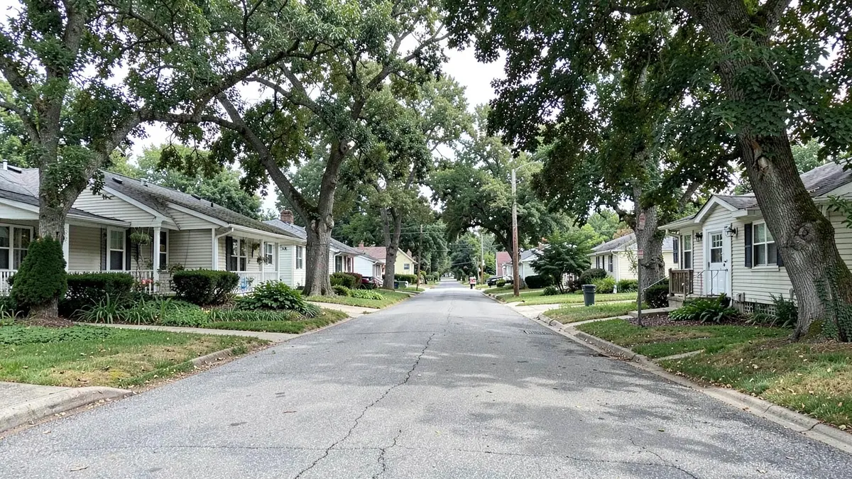 Two-family homes on a residential street in Copiague, NY, Town of Babylon, Suffolk County
