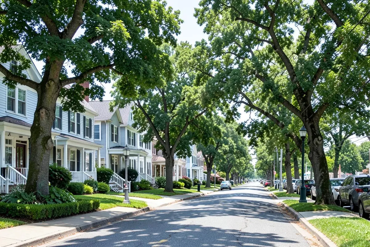 Residential street near Huntington Harbor in Huntington, NY, Town of Huntington, Suffolk County