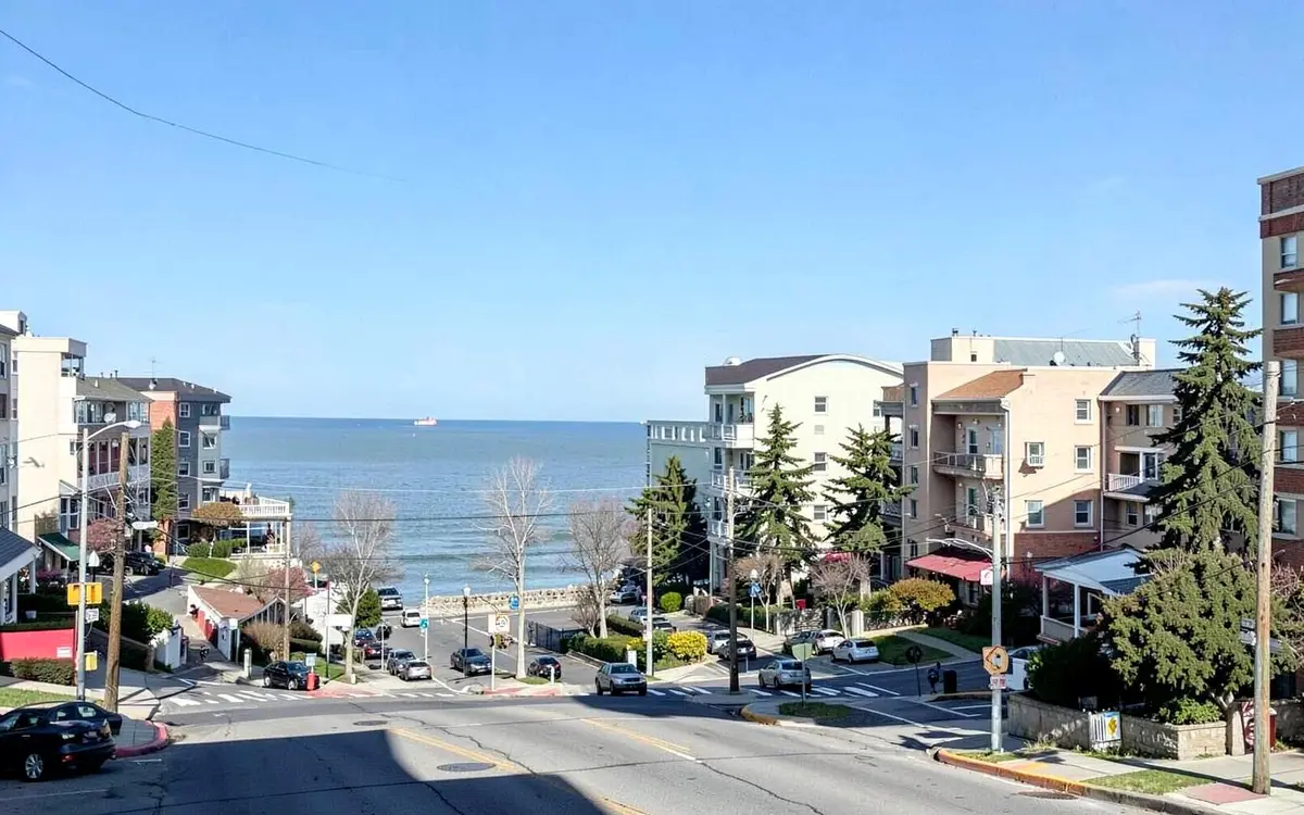 Residential streets and co-op buildings near the beach in Long Beach, NY, Nassau County