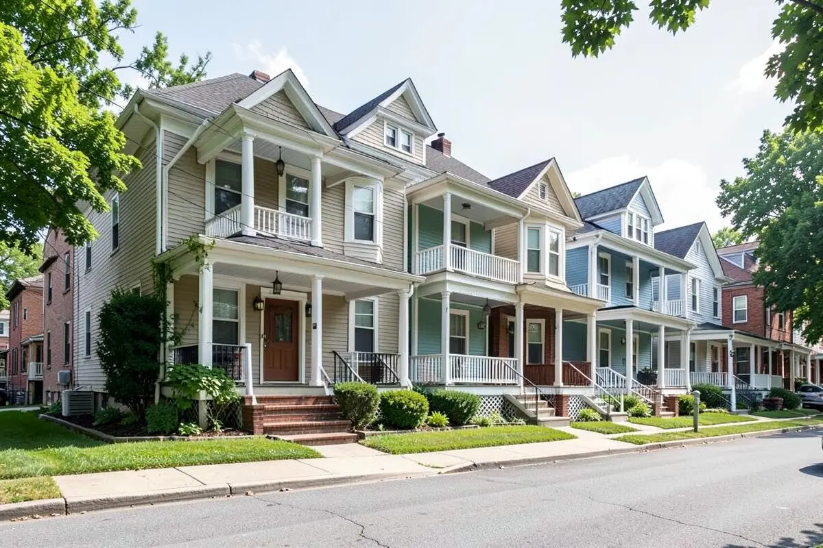 Detached frame homes with front porches on a residential street in Wakefield, Bronx, NY