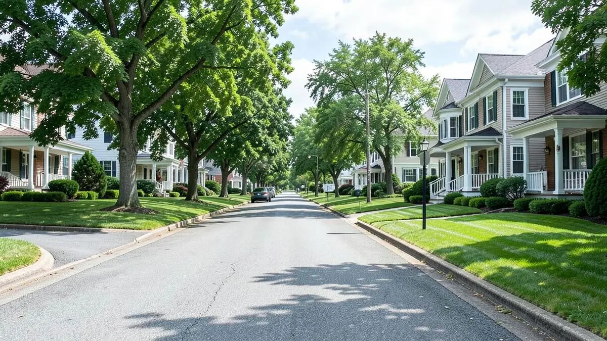 Colonial homes on a wooded residential street near Route 25A in Miller Place, NY, Town of Brookhaven, Suffolk County