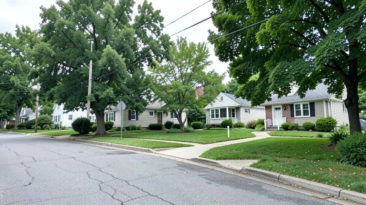 Capes and ranches on a residential street near Route 112 in Port Jefferson Station, NY, Town of Brookhaven, Suffolk County