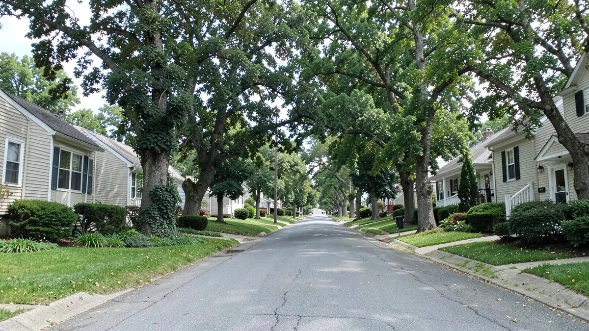 Ranch and cape homes on a suburban street in Deer Park, NY, Town of Babylon, Suffolk County