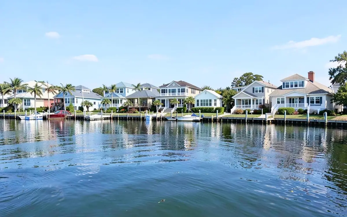 Waterfront canal homes south of Merrick Road in Massapequa, NY, Nassau County
