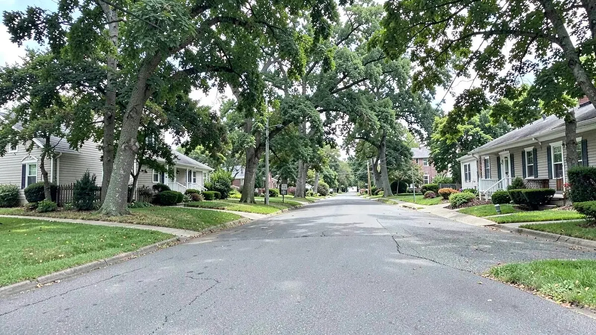 Working-family homes on a residential street in North Bay Shore, NY, Town of Islip, Suffolk County
