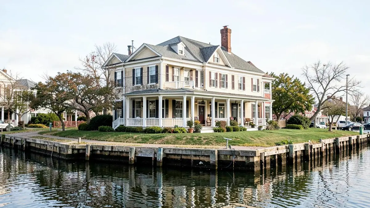 Colonial style home on a canal block in Amityville, NY on the South Shore