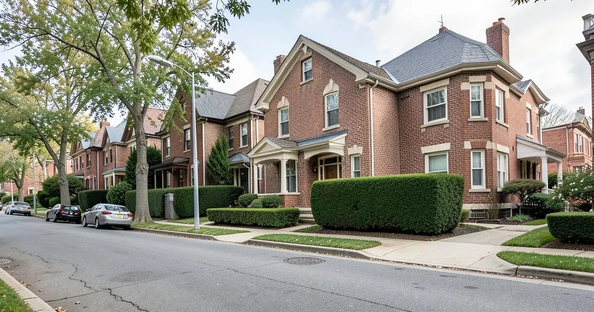 Brick Tudor homes on a quiet residential street in Cambria Heights, Queens, NY