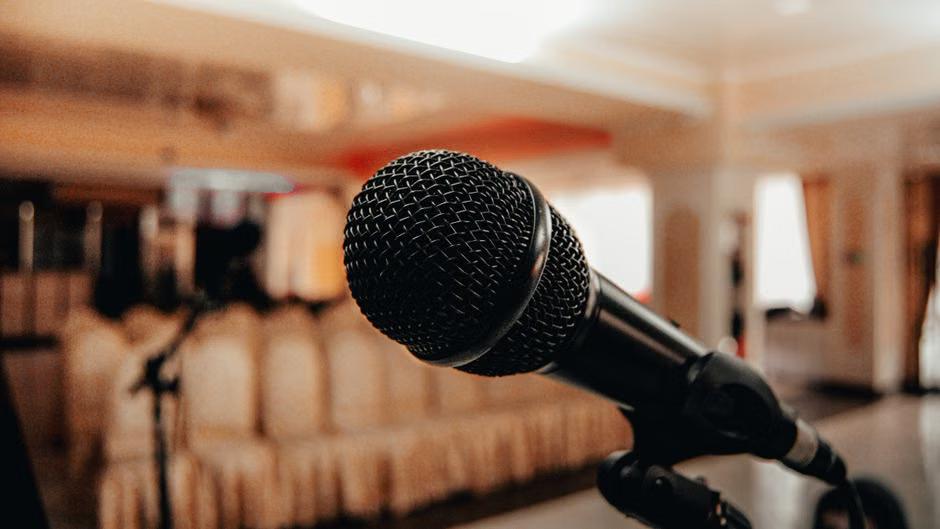 public speaking with microphone