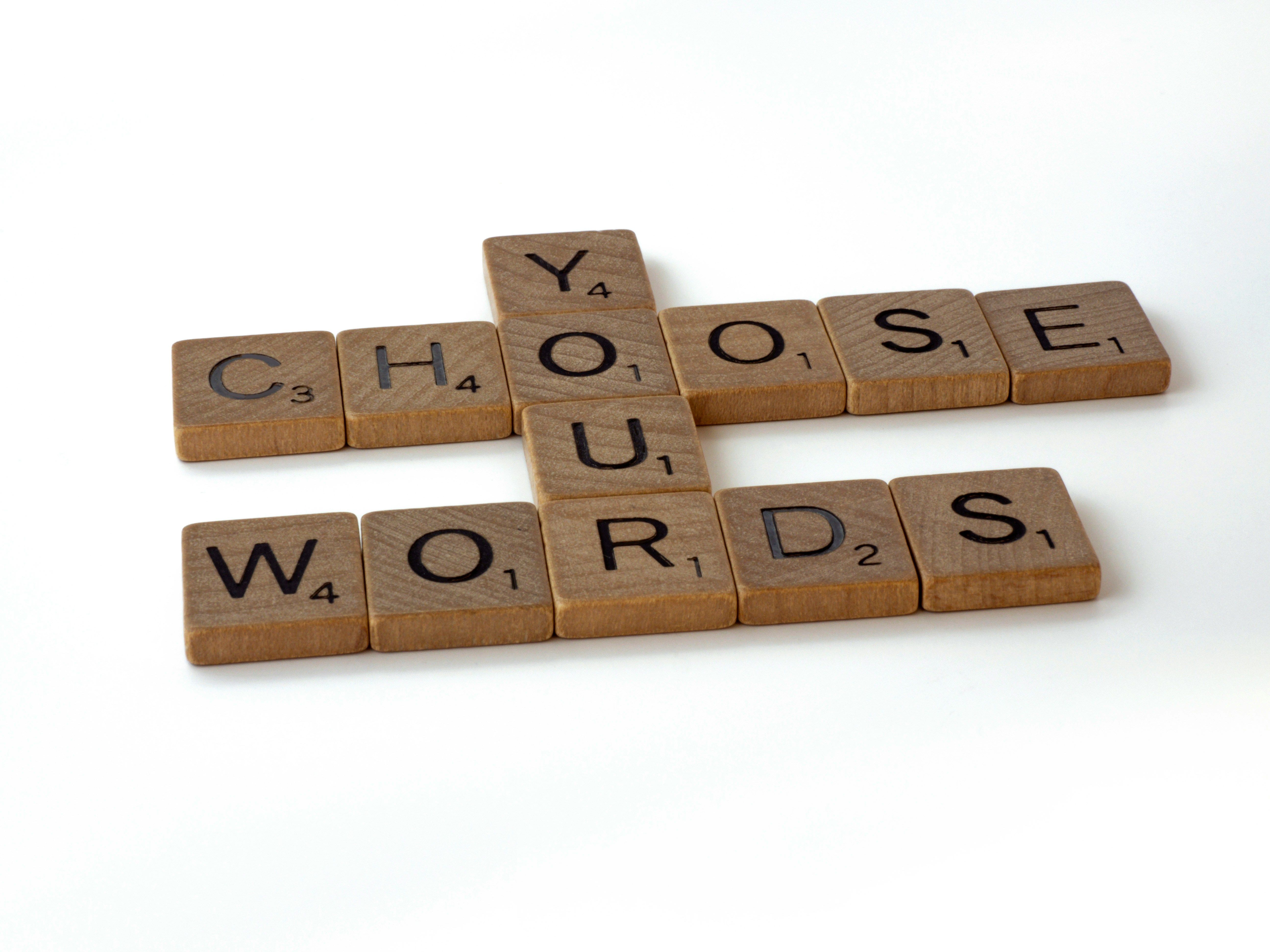 choose your words in your accent scrabble letters.