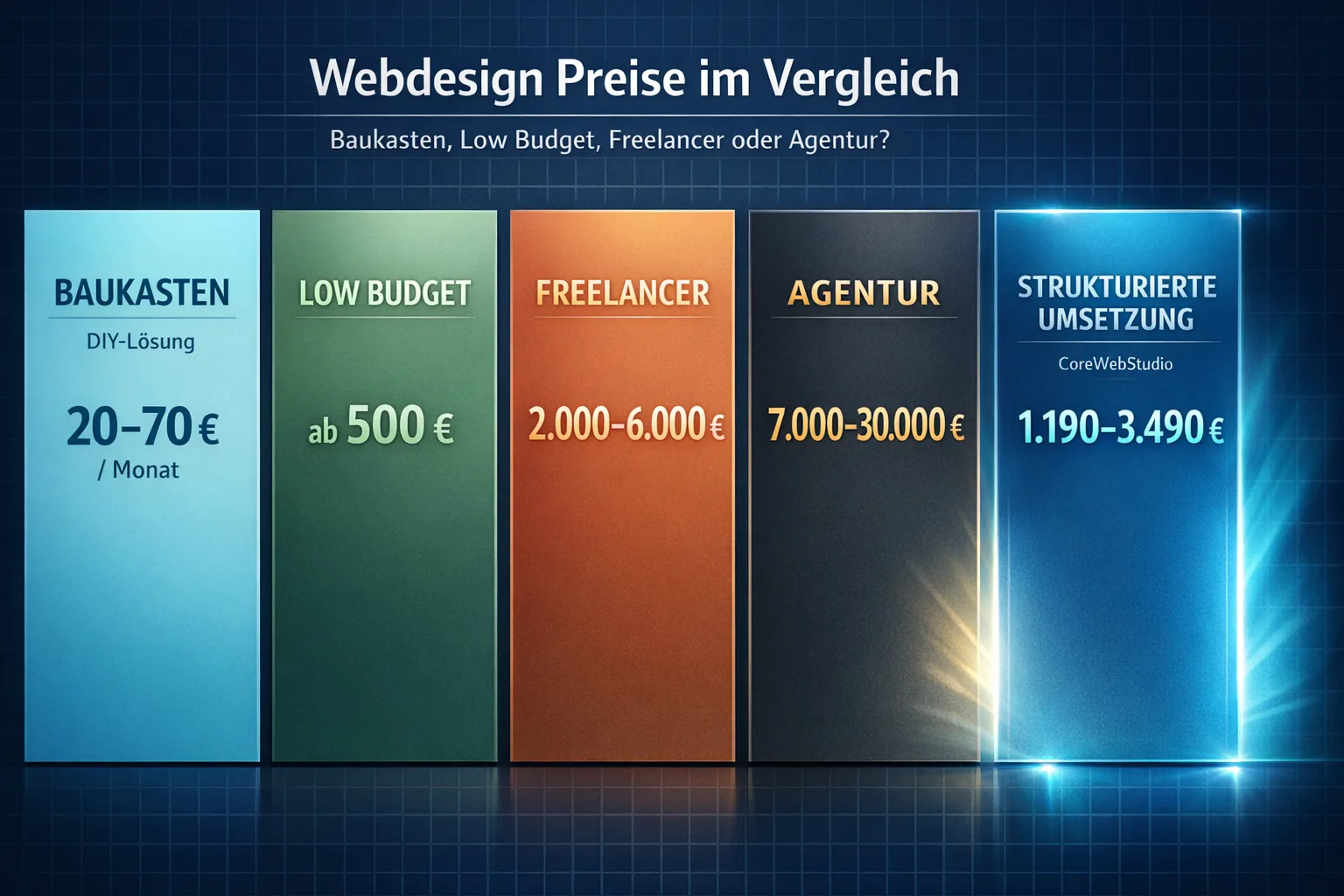 Vergleich von Preismodellen für Webdesign in Frankfurt