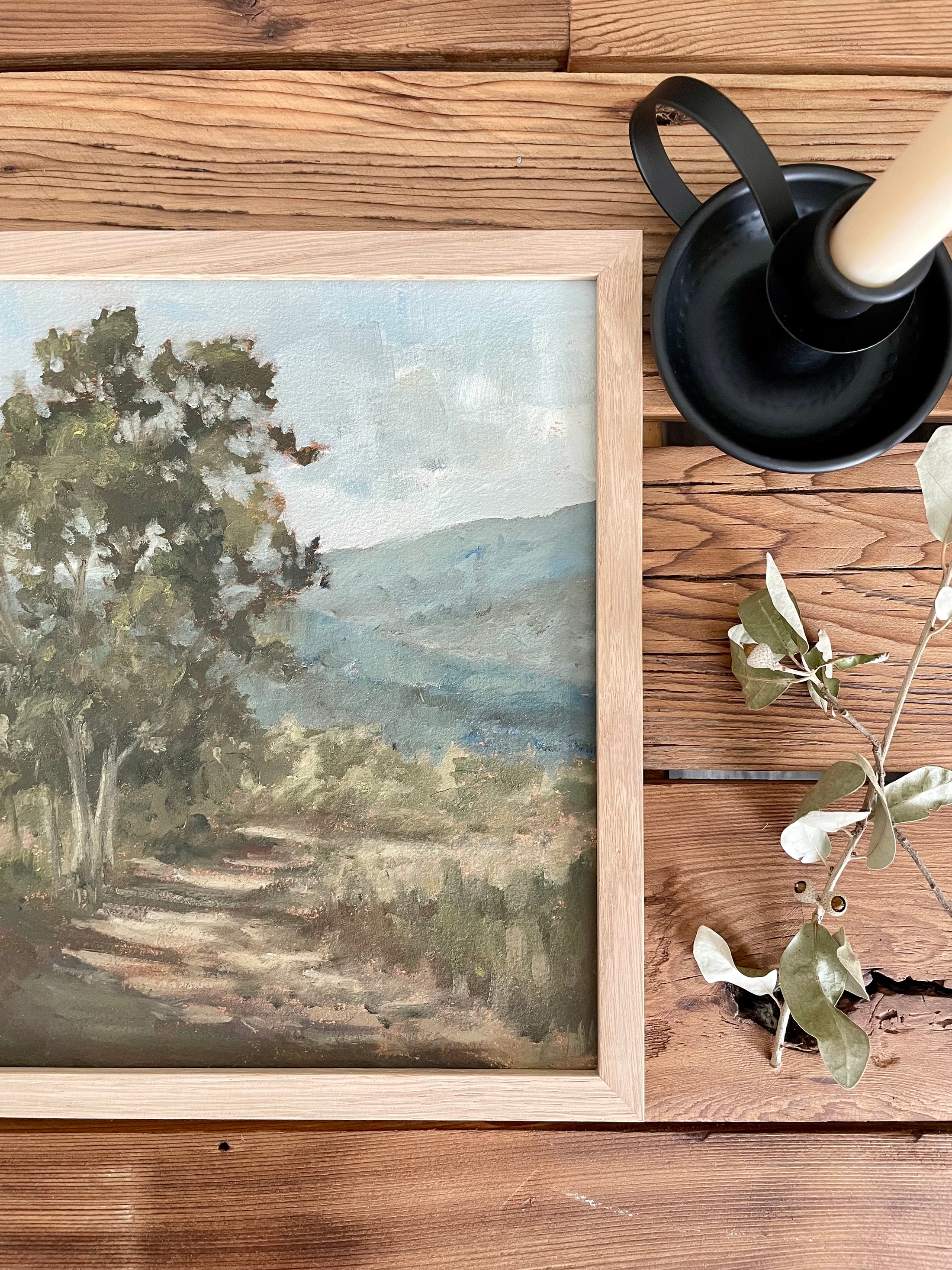 Hill country roads oil painting blue hills