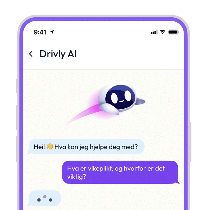 Skjermbilde fra Drivly-appen