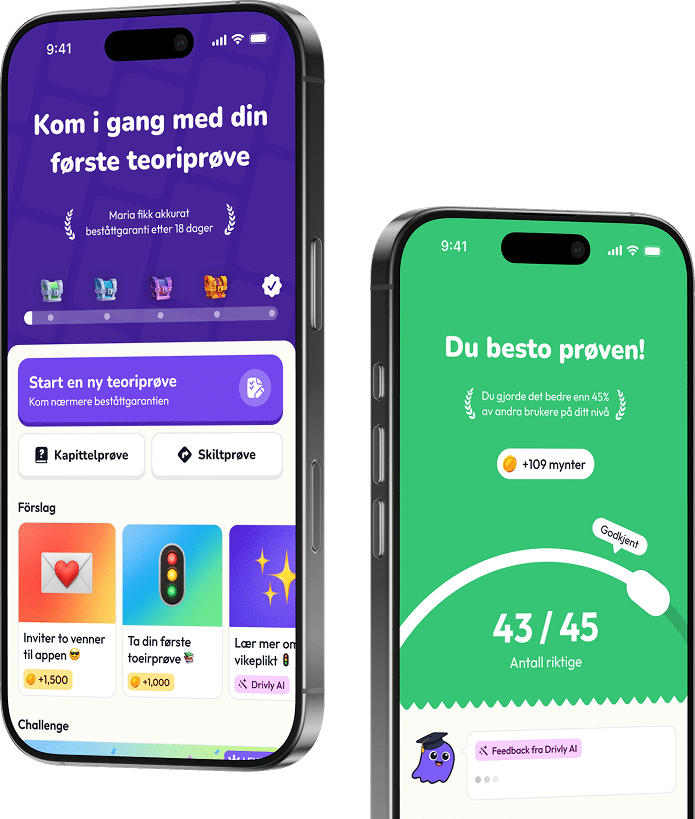 Drivly-appen på to mobiler