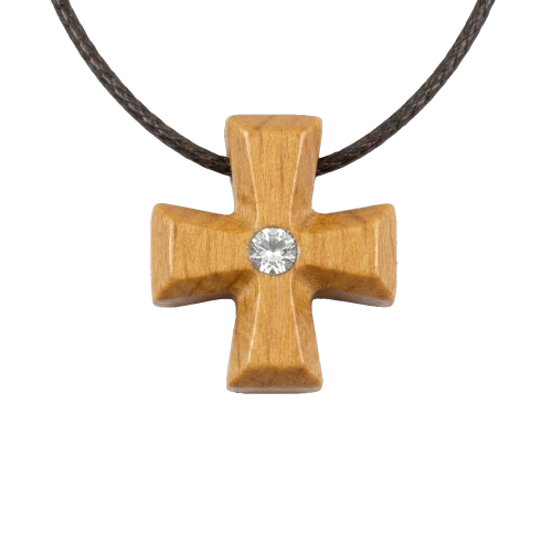 Small Strass Necklace Cross - 1
