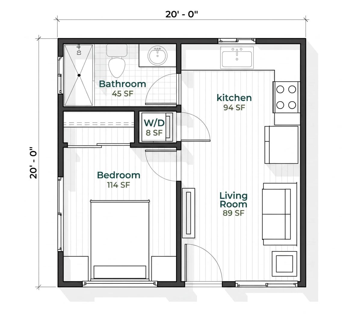 ADU Drawing of the Casita floor plan