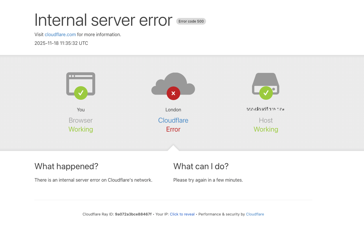 Internal Server Error page