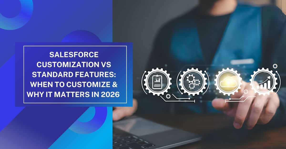 Salesforce customization vs standard features comparison showing workflow and CRM process differences