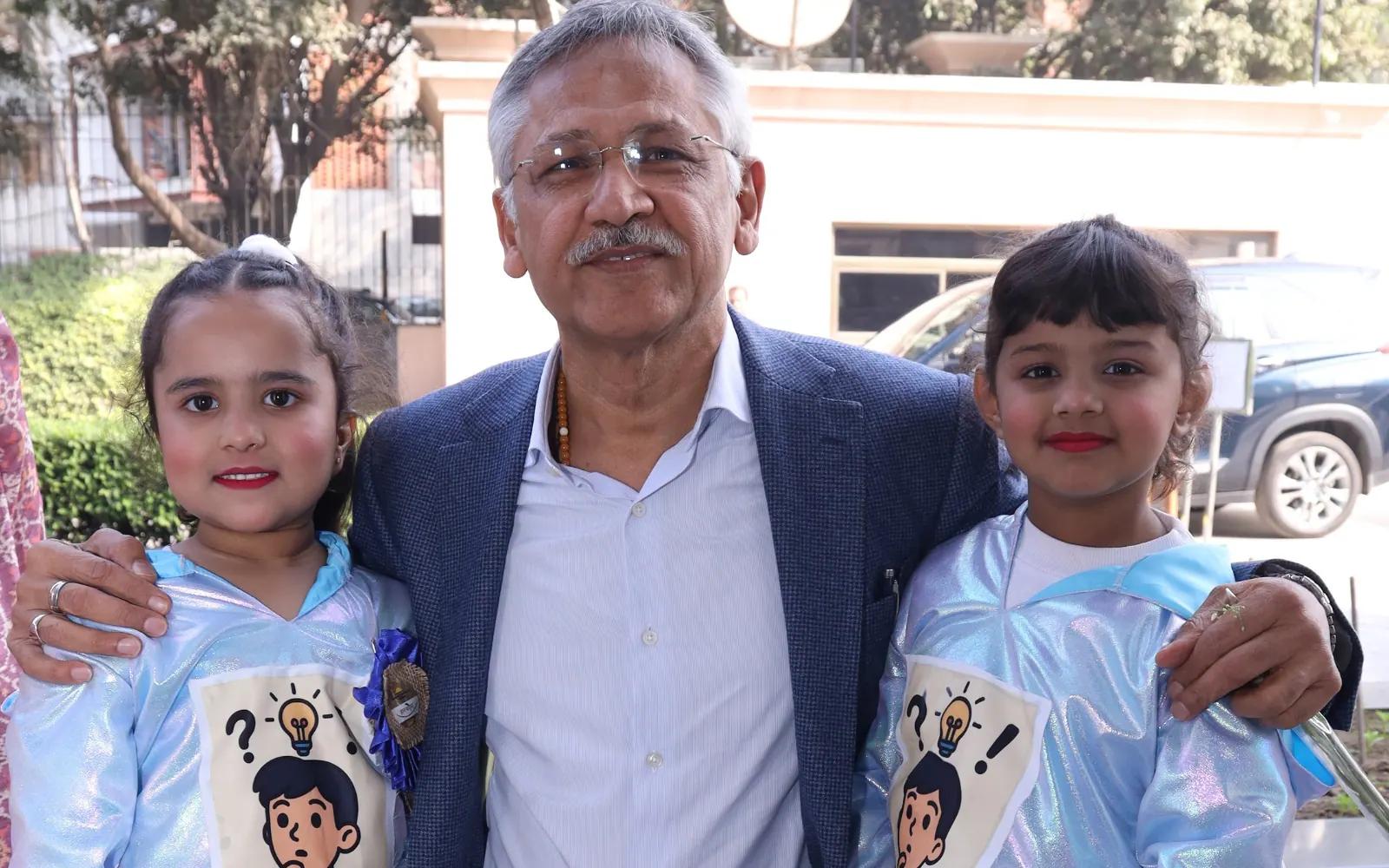 Children with a visiting guest