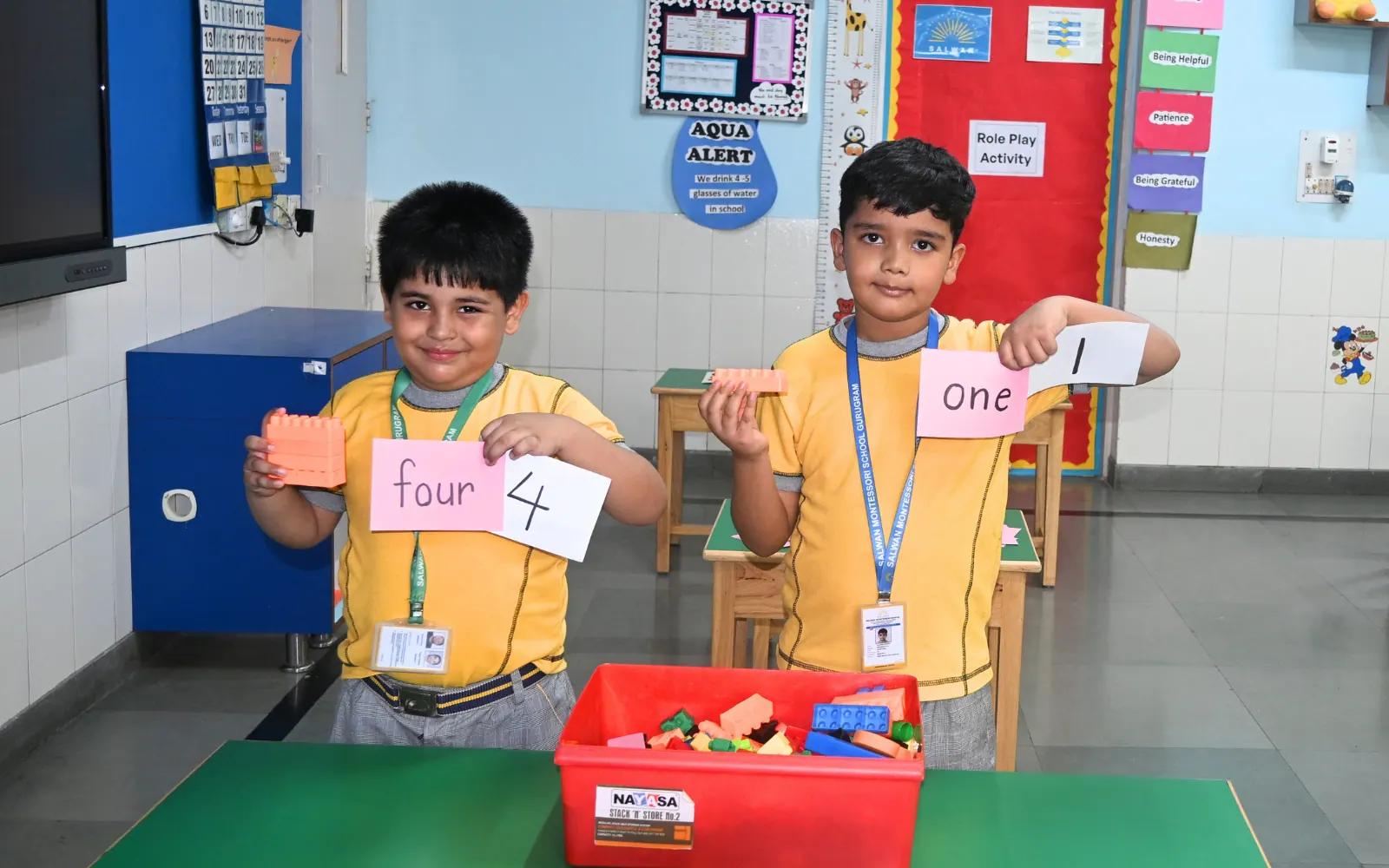 Children showing their number work