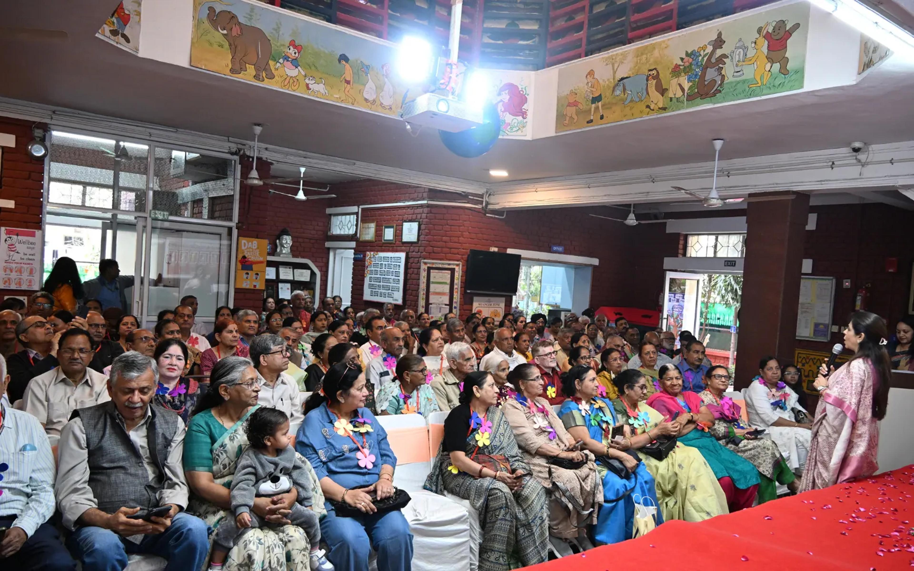 Families gathered for a school event