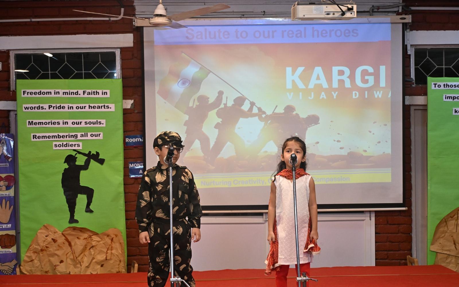 A child presenting during a Kargil remembrance activity